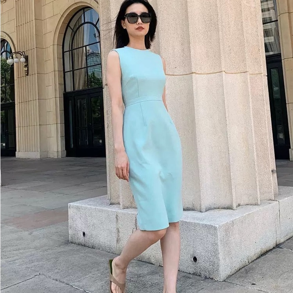 Megan style Light blue dress with detachable cape